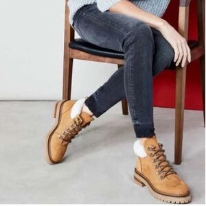 NEW M.gemi Alpine Due Shearling ankle boot. Color brown size 40.5 in USA 9.5.